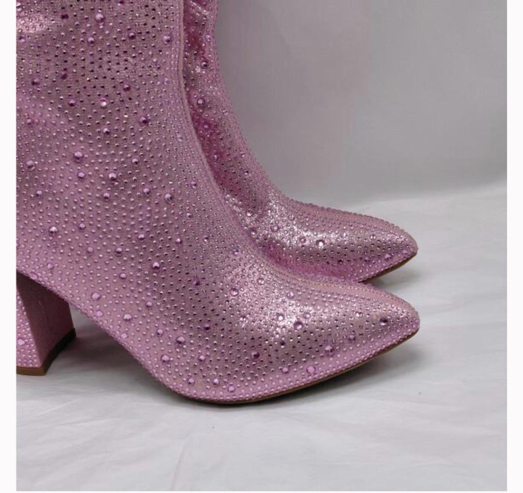 TOP Moda Sparkling Pink Heeled Boots