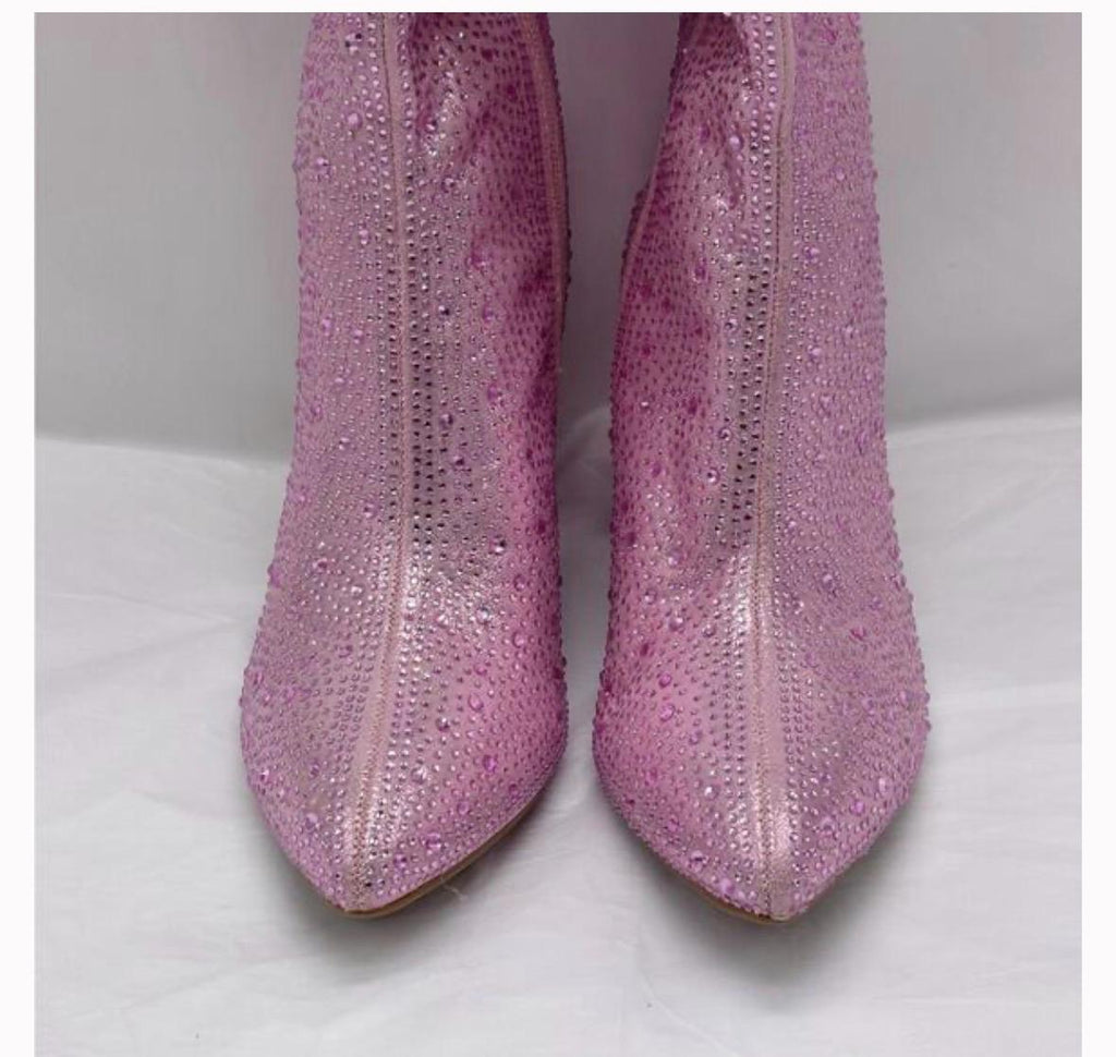 TOP Moda Sparkling Pink Heeled Boots