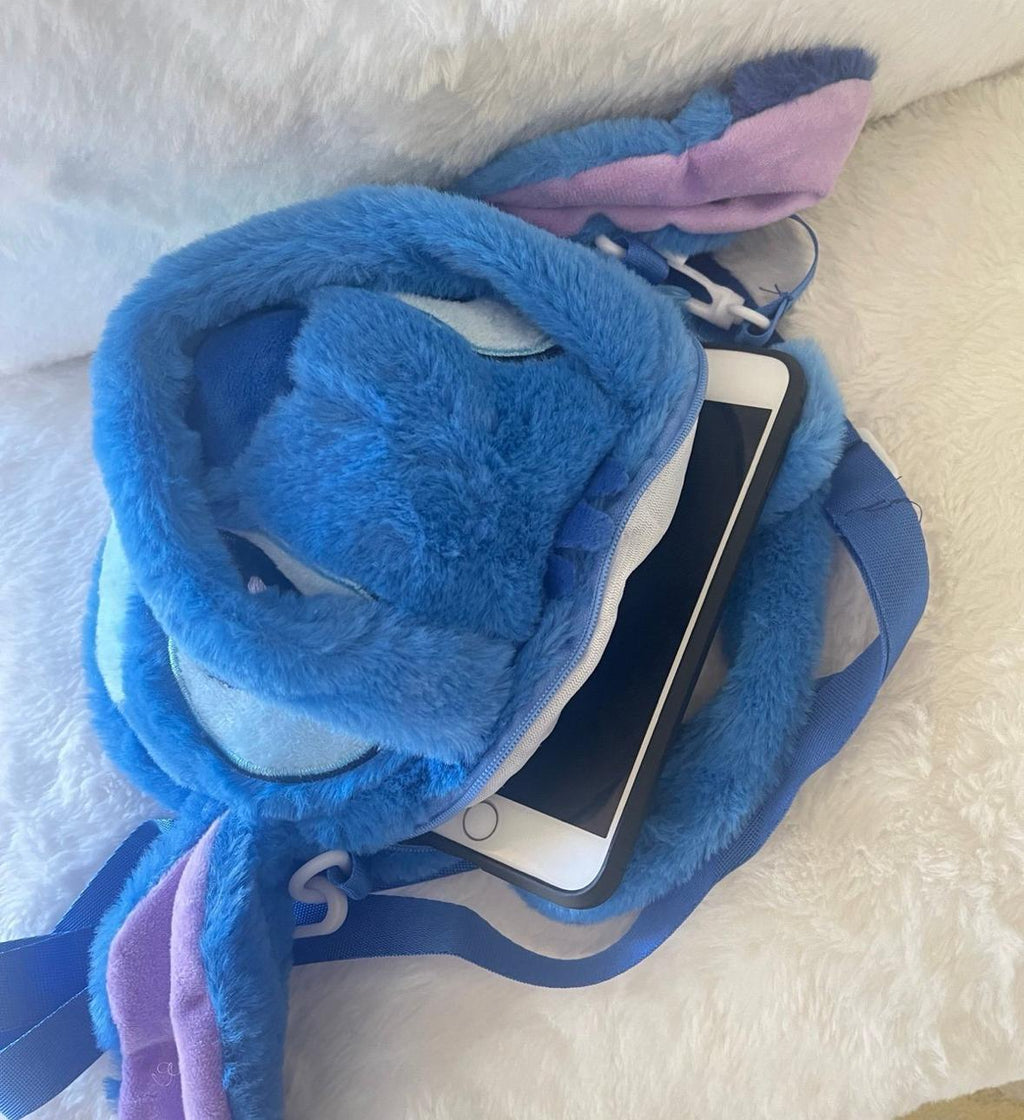 Cartera de peluche azul Stitch
