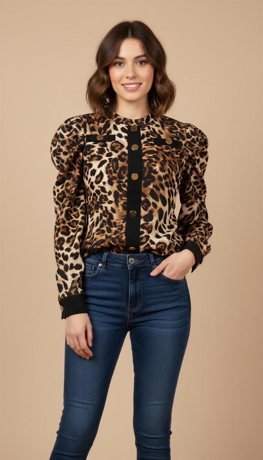 camisa con diseño animal print para mujer