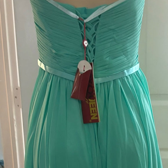 Elegant Strapless Aqua Dress