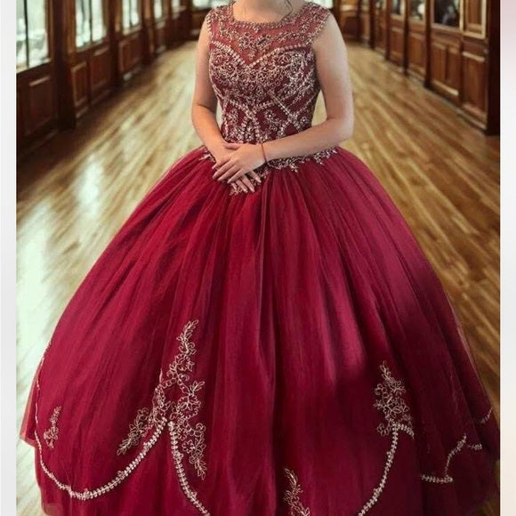May Queen quinceañera dress in Red