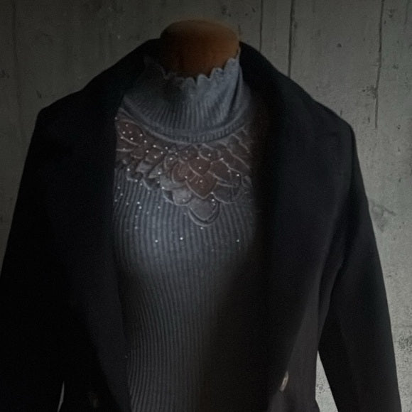 Love Tree Classic Black Pea Coat