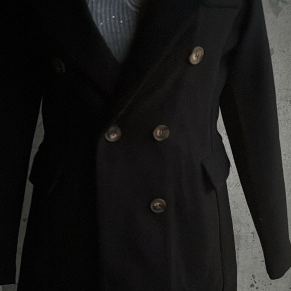 Love Tree Classic Black Pea Coat