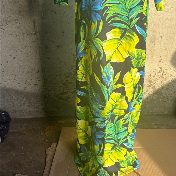 Tropical Leaf Print Maxi Dress va va voom unique piece