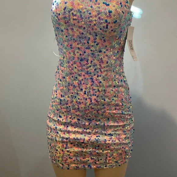 Emerald Sundae multicolored sequin ruched mini dress