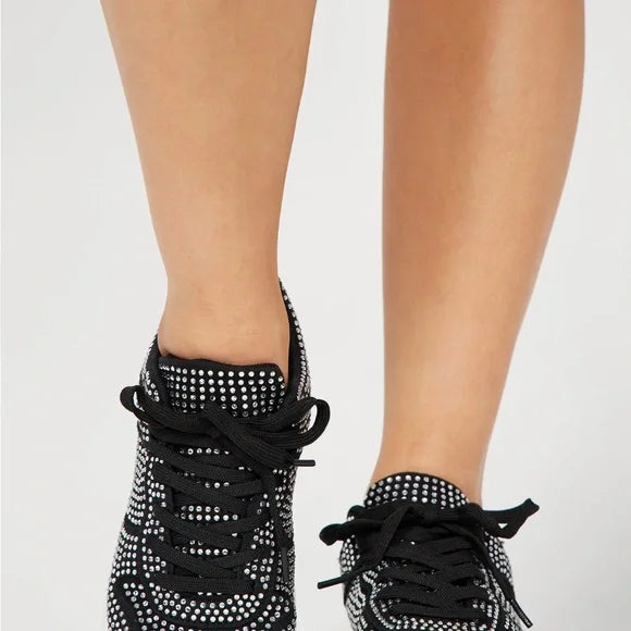 Black Studded Women's Sneakers