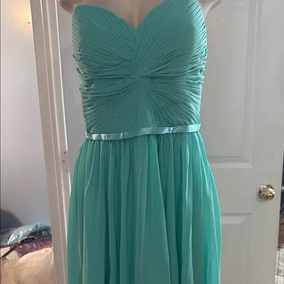 Elegant Strapless Aqua Dress