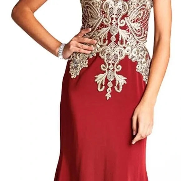 Elegant Red and Gold Women's Dress