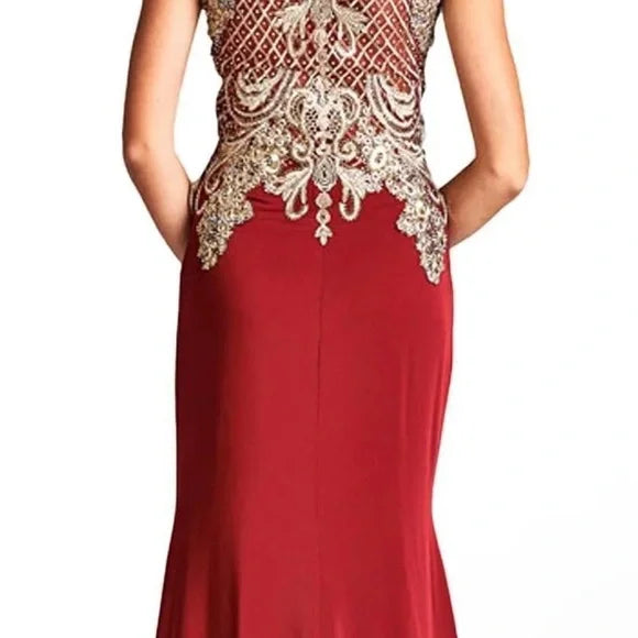 Elegant Red and Gold Women's Dress