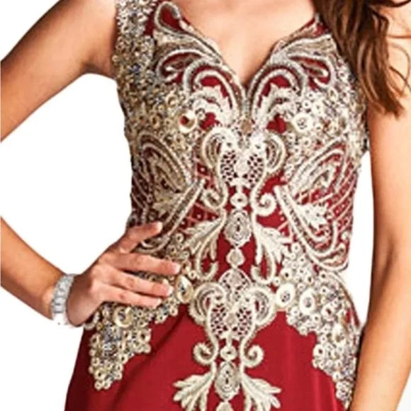 Elegant Red and Gold Women's Dress
