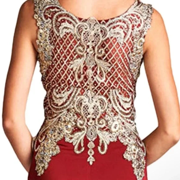 Elegant Red and Gold Women's Dress