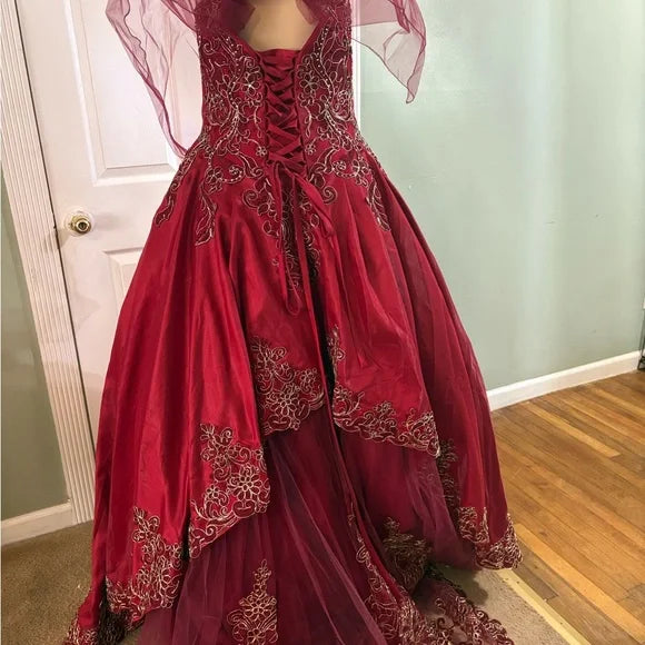 May Queen quinceañera dress in Red