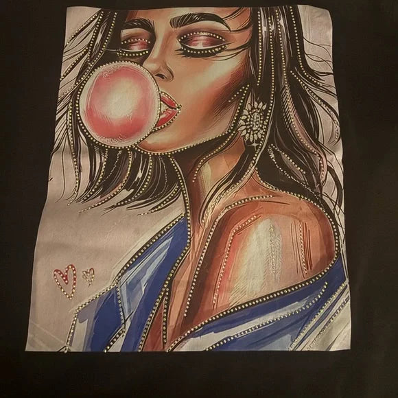 Graphic Tee with Bubblegum Art