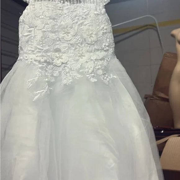 Elegant White Floral Kids Dress