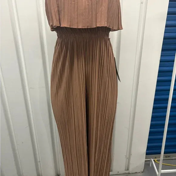 Elegant Brown Pleated Jumpsuit