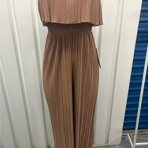 Elegant Brown Pleated Jumpsuit
