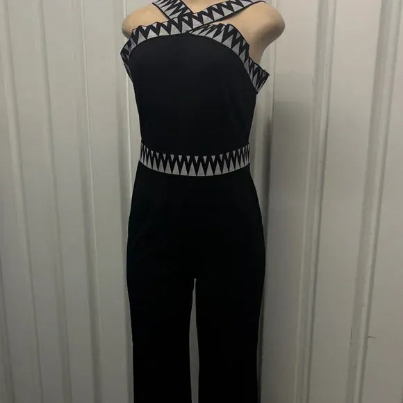 Black and White Geometric Women's Jumpsuit