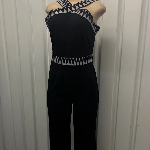 Black and White Geometric Women's Jumpsuit
