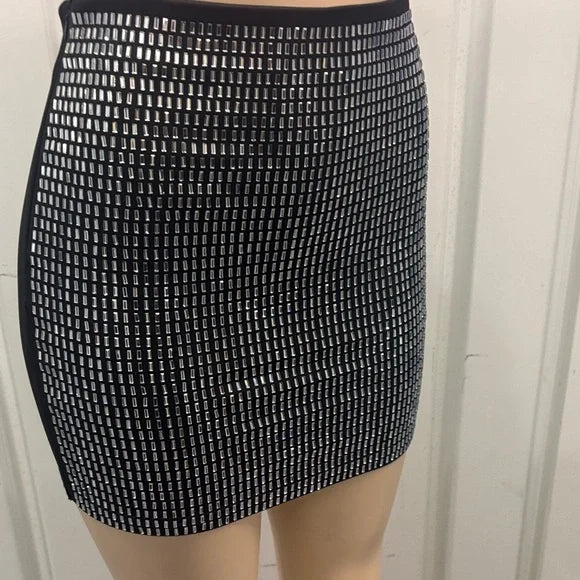 Black and White Patterned Women's Skirt
