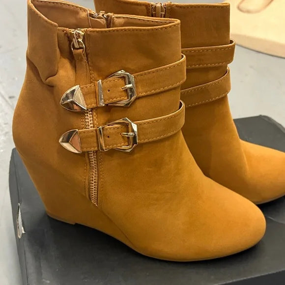 Tan Wedge Ankle Boots