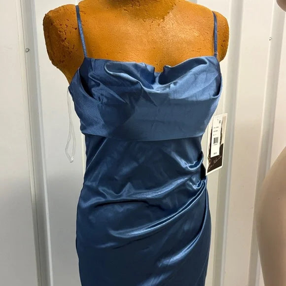 Elegant Blue Satin Dress