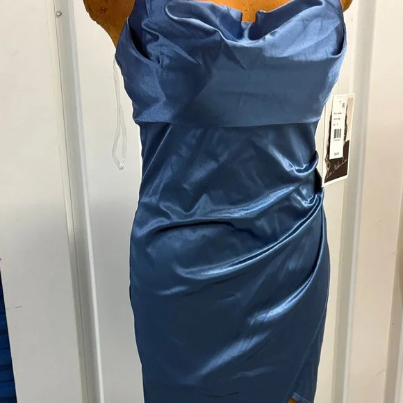 Elegant Blue Satin Dress