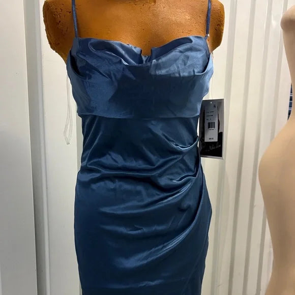 Elegant Blue Satin Dress