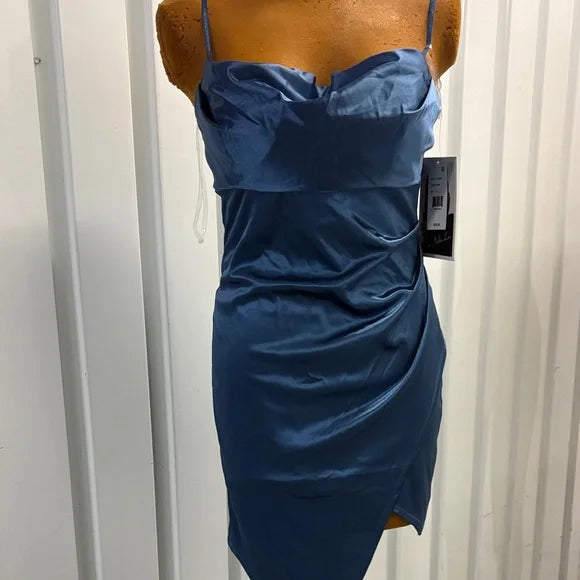 Elegant Blue Satin Dress