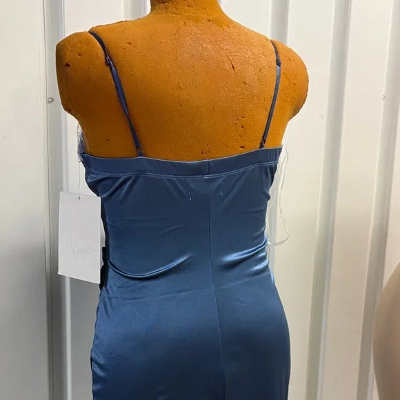 Elegant Blue Satin Dress