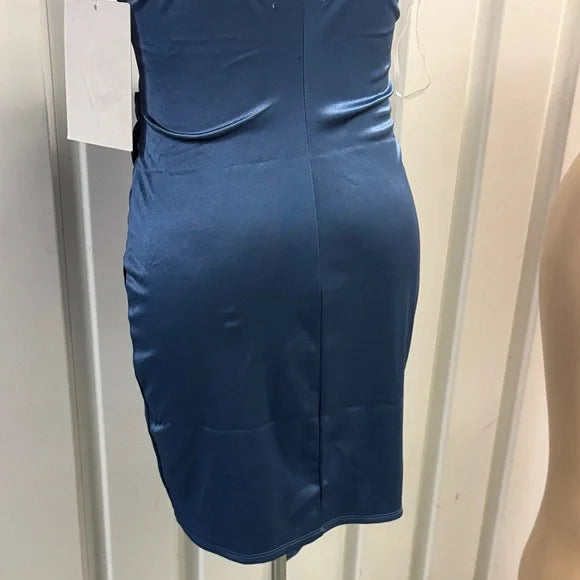 Elegant Blue Satin Dress