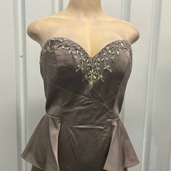 Dancing Queen Strapless Brown Dress with Sparkling Details