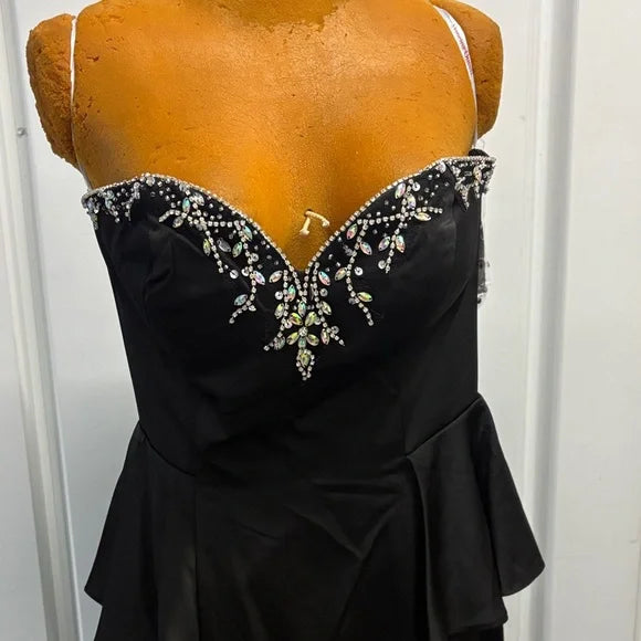 Dancing Queen Black Strapless Dress with Embellishments