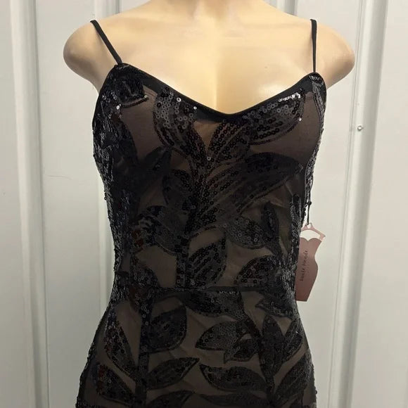 Haute Monde Black Sequin Long Sleeve Dress