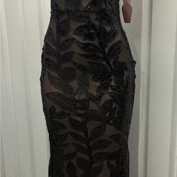 Haute Monde Black Sequin Long Sleeve Dress