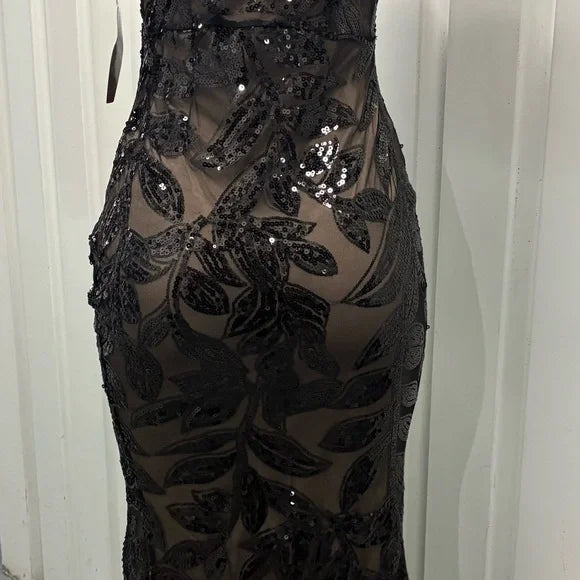 Haute Monde Black Sequin Long Sleeve Dress