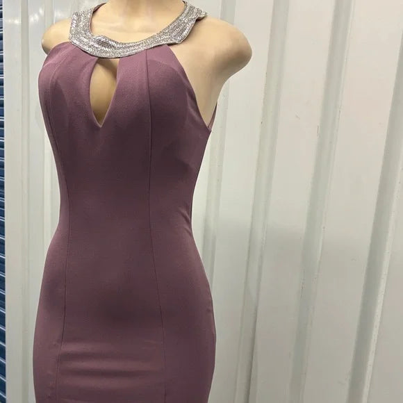 Aspeed Strapless Mauve Dress with Silver Detail