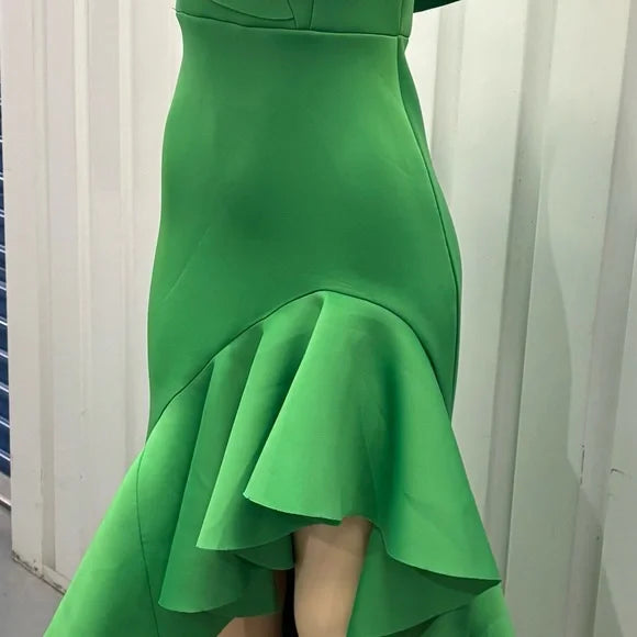 Chic One-Shoulder Green Dress