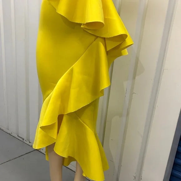 Va Va Voom Vibrant Yellow One-Shoulder Dress