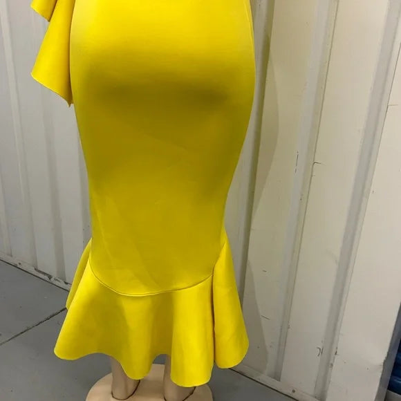 Va Va Voom Vibrant Yellow One-Shoulder Dress