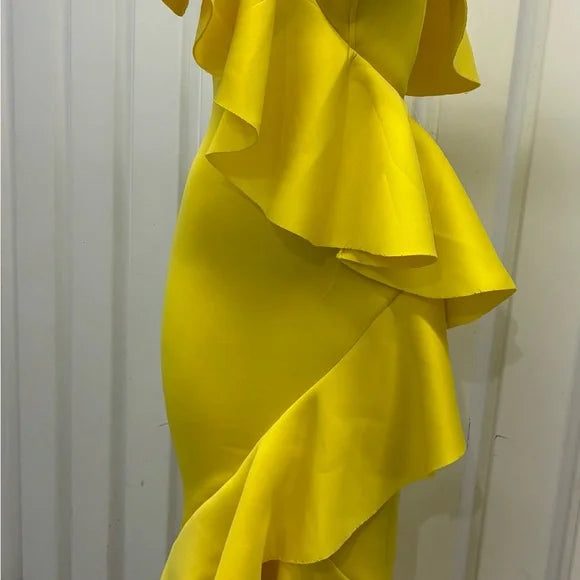 Va Va Voom Vibrant Yellow One-Shoulder Dress