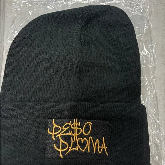 Peso pluma Red Beanie with Gold Embroidery