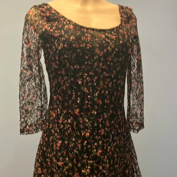 Floral Black Lace Dress