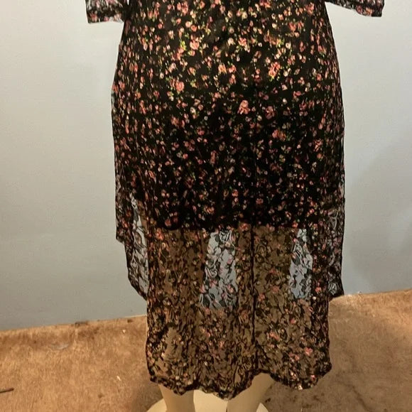 Floral Black Lace Dress