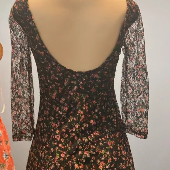 Floral Black Lace Dress