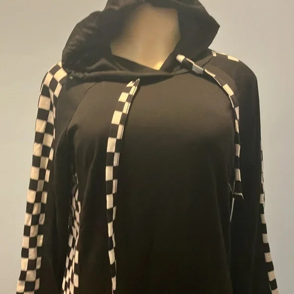 Black Checkered Long Sleeve Dress