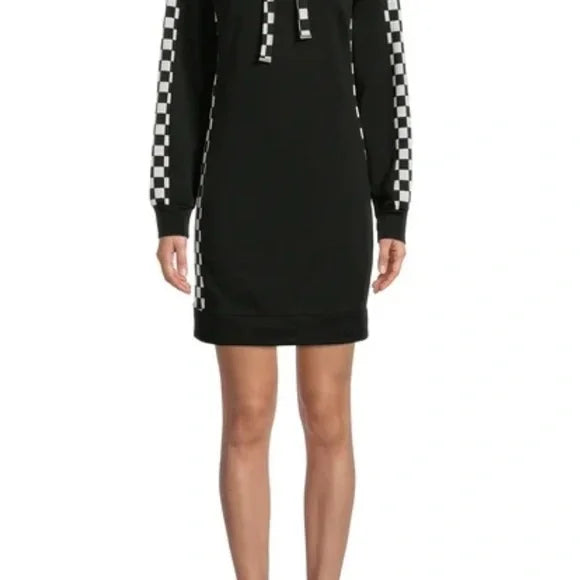 Black Checkered Long Sleeve Dress