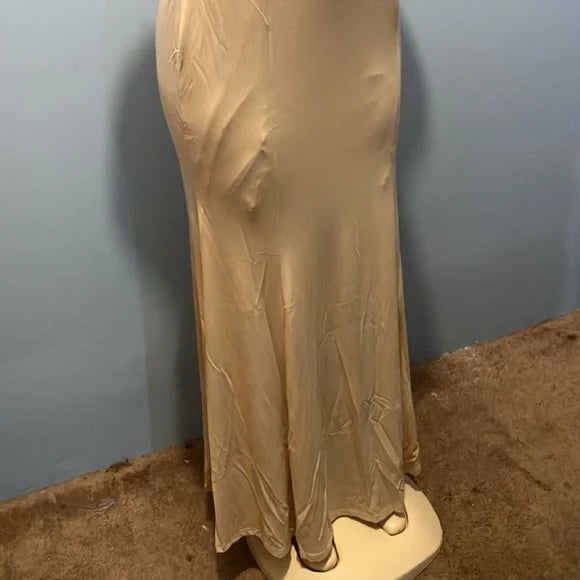 Elegant Beige Dress with Beaded Detail