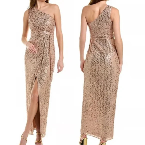 Elegant Gold Long Sleeve Women's Dress