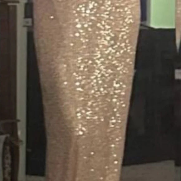 Elegant Gold Long Sleeve Women's Dress